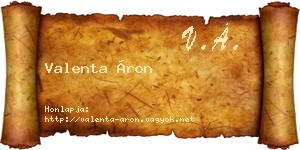 Valenta Áron névjegykártya